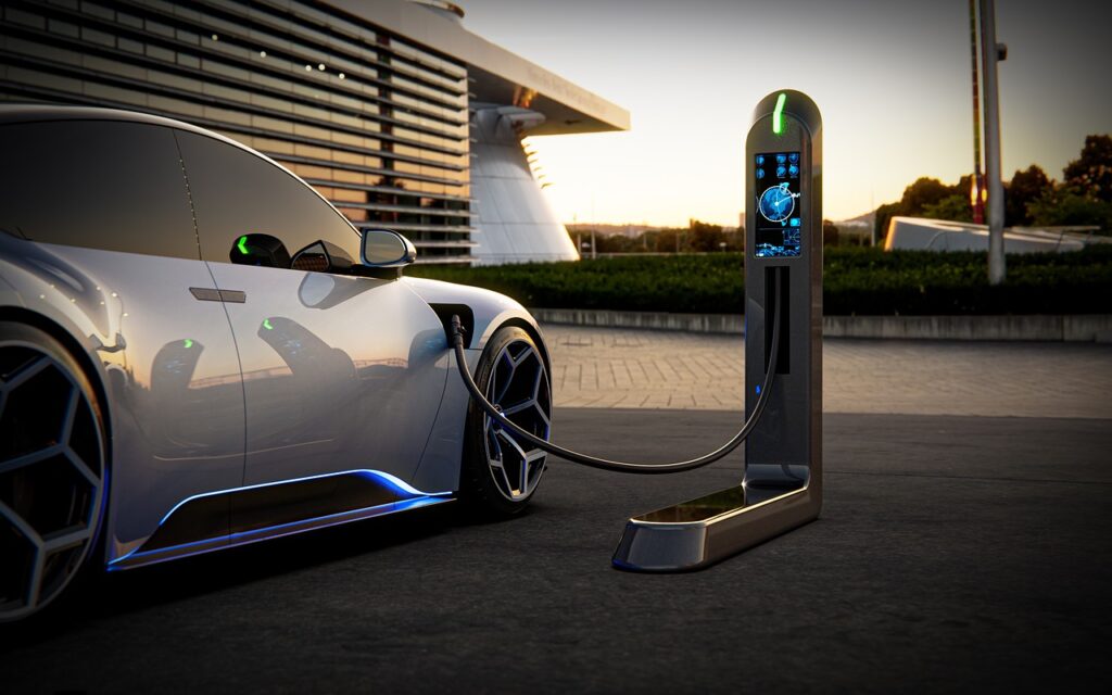Electric Vehicle at a Charging Station